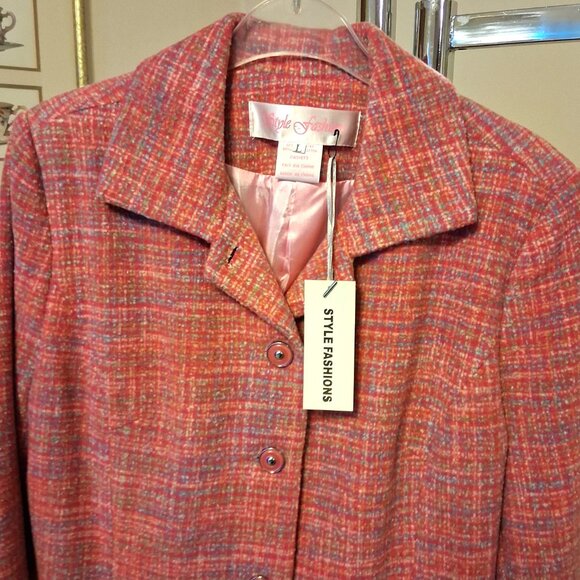 NWT Women’s Lined Pink Blazer Jacket Spring Fall Winter Jackets Tag Size 12 L - Picture 5 of 9